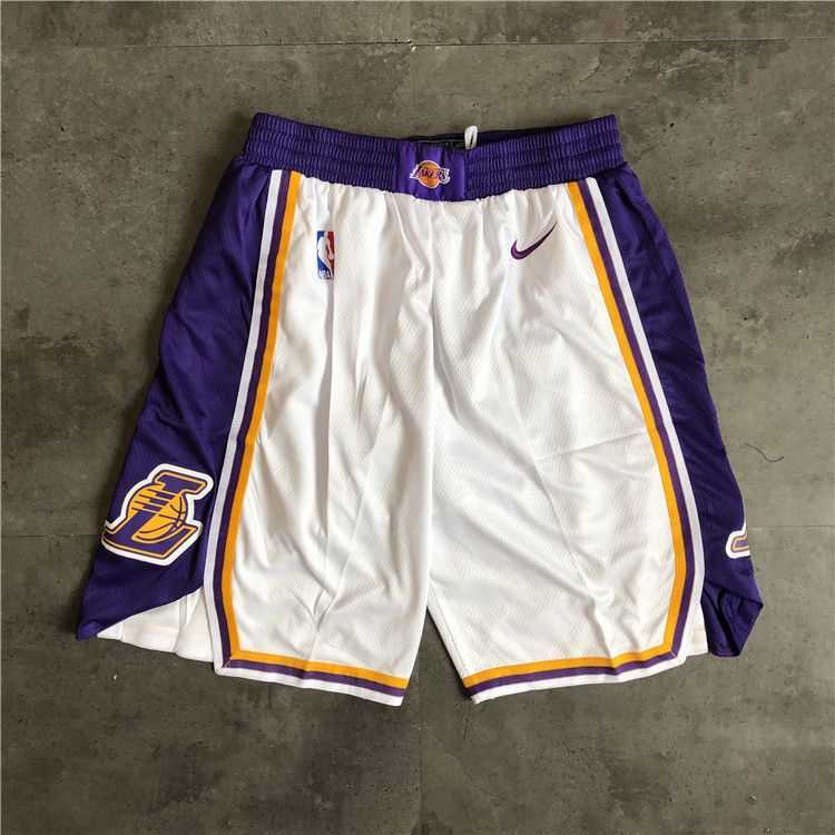 Men NBA Los Angeles Lakers White Nike Shorts 04161